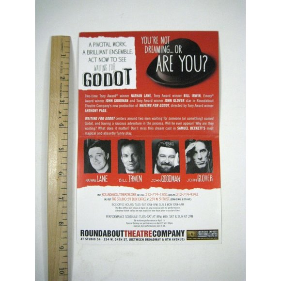 Waiting for Godot Playbill 2009 Roundabout Theatre Ticket Nathan Lane Bill Irwin - Picture 7 of 11